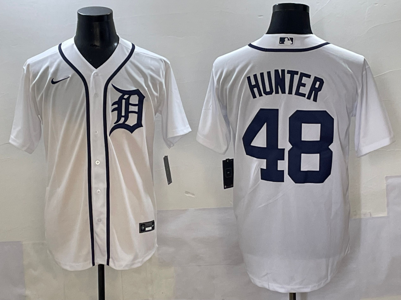 Men's Detroit Tigers Torii Hunter #48 White Home Limited Jersey